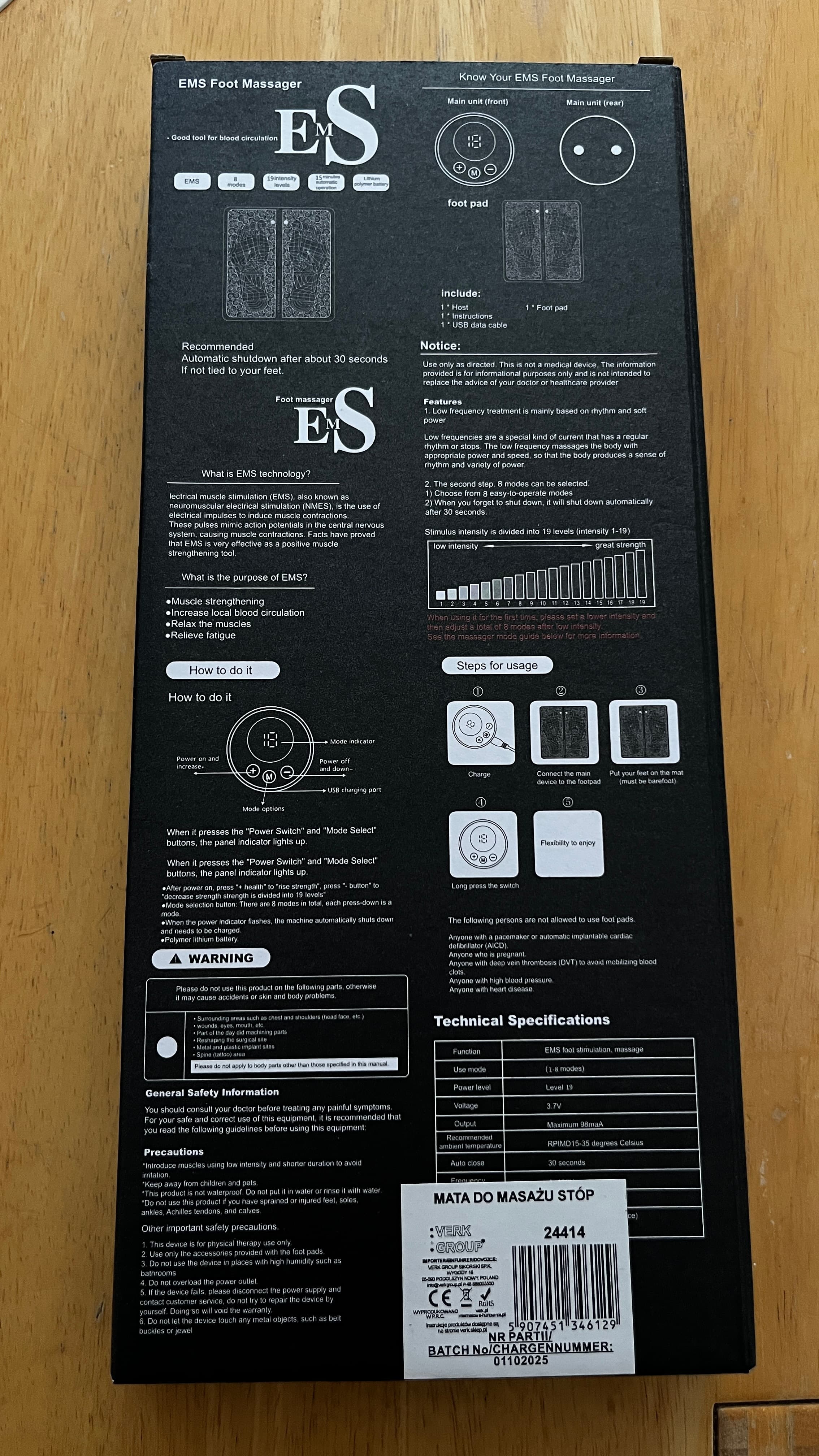 👣 Inteligentny Masażer Stóp EMS PulseStep. Instrukcja obsługi w języku polskim 🇵🇱 Certyfikowana jakość: RoHs, CE 👨‍⚕️