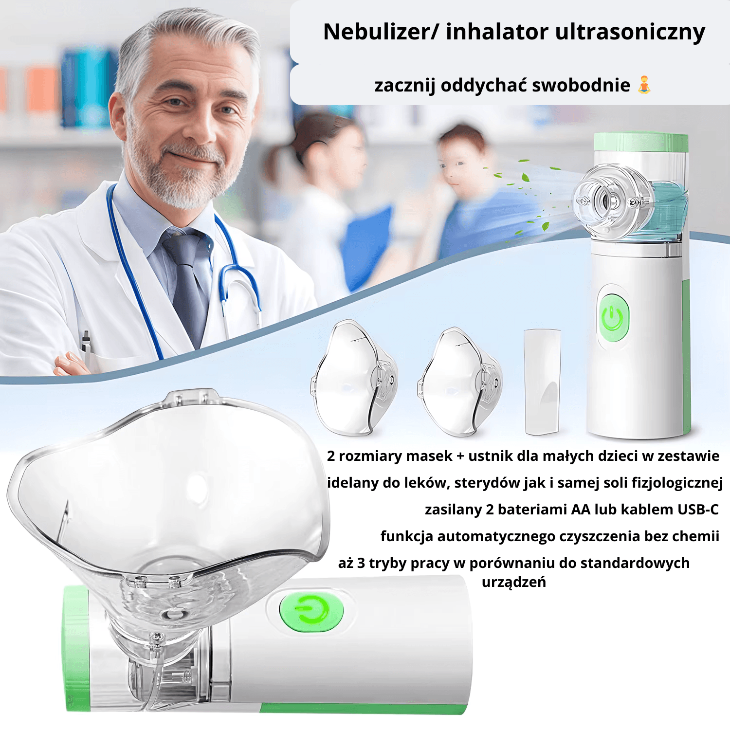 Inhalator-nebulizator siateczkowy Nebulix. Dla dzieci i dorosłych 🏥 👨‍⚕️Certyfikowana jakość RoHs, CE, ISO 14001, ISO9001